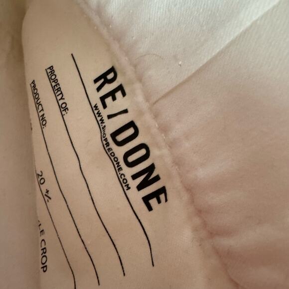 RE/done Originals 90s High Rise Ankle Crop Jeans In White Destroyed size 29 - Picture 8 of 11